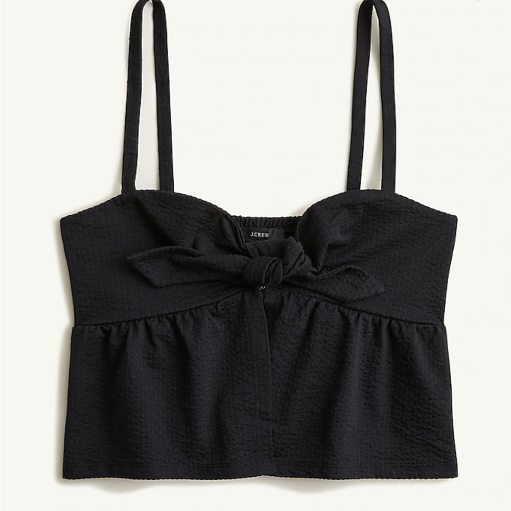NWT J Crew Seersucker tie-front top - Picture 2 of 8